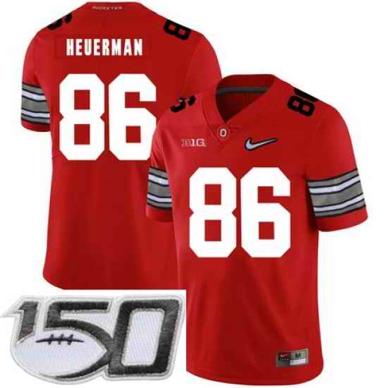 Ohio State Buckeyes 86 Jeff Heuerman Red Diamond Nike Logo College Football Stitched 150th Anniversary Patch Jersey